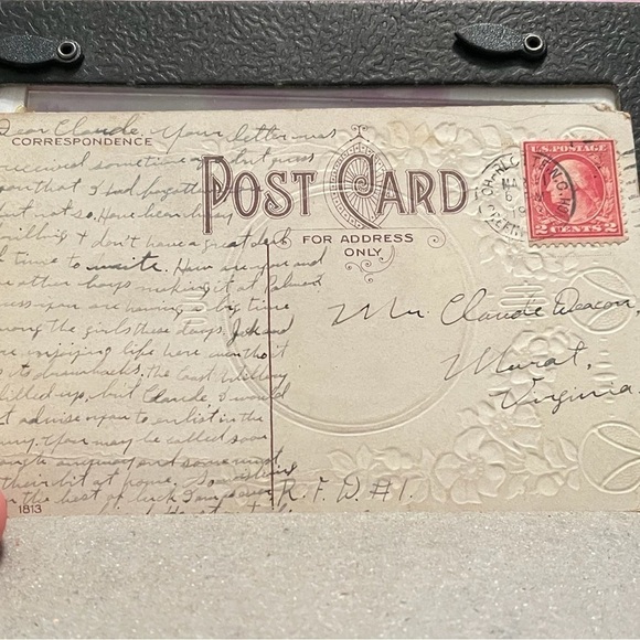 Valentines gift for her - Beautiful floral frame with a 100 year old card - Picture 2 of 4